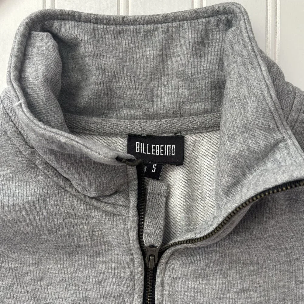 Billebeino Grey Half Zip Brick Sweatshirt (Size S) Drawstring Hem Pullover FW22